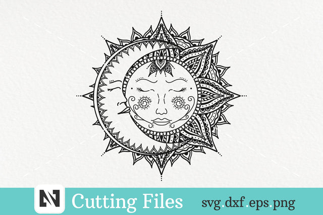 Sun and Moon Svg, Sun Mandala Svg, Moon Mandala Svg SVG Pinoyart Kreatib 