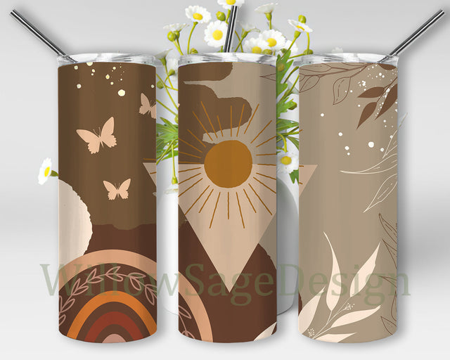 Sun and Rainbow Tumbler Wrap, Boho 20oz Skinny Tumbler, Boho Tumbler Png, Boho Sublimation Design, Digital Download Sublimation WillowSageDesign 