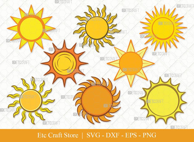 Sun Clipart SVG Cut File | Cute Sun Svg | Sunshine Svg | Sun Light Svg | Bundle SVG ETC Craft 