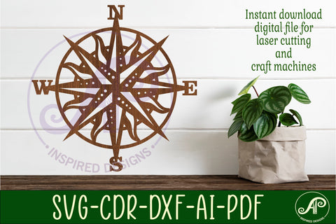 Compass Rose SVG File for Cricut, Silhouette, Laser Machines