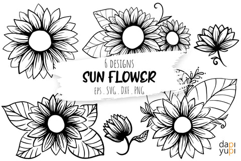 Sun Flower Graphic Illustration Bundle SVG dapiyupi store 