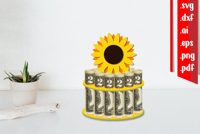 Sun Flower Money Cake Holder Paper Cut 3D Paper zafrans studio 
