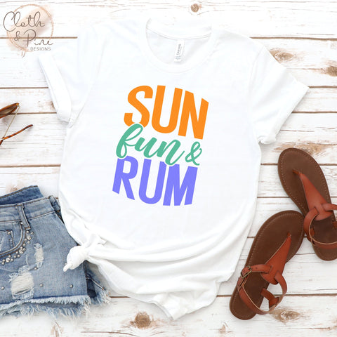 Sun, Fun & Rum Summer Shirt Design SVG Cloth and Pine Designs 