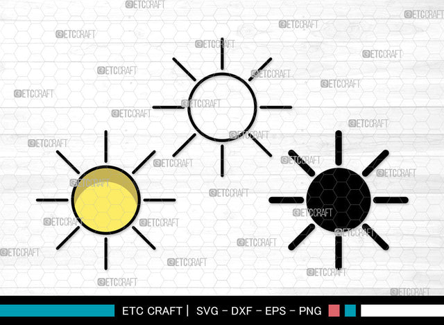 Sun Icons Color, Sun Svg, Sunshine Svg, Suns, Sunlight, Sun Bundle, Icon Bundle, Svg Cut File, Dxf, Eps, Png, SVG ETC Craft 