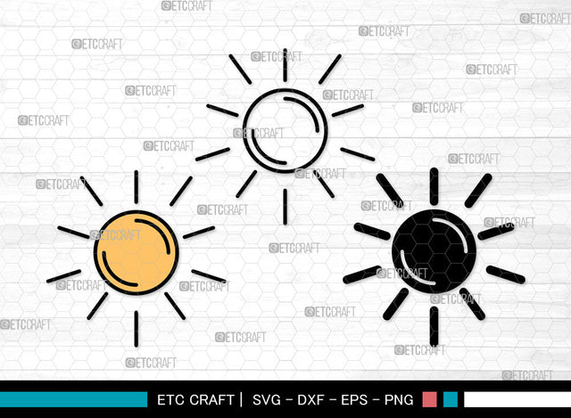 Sun Icons Color, Sun Svg, Sunshine Svg, Suns, Sunlight, Sun Bundle, Icon Bundle, Svg Cut File, Dxf, Eps, Png, SVG ETC Craft 