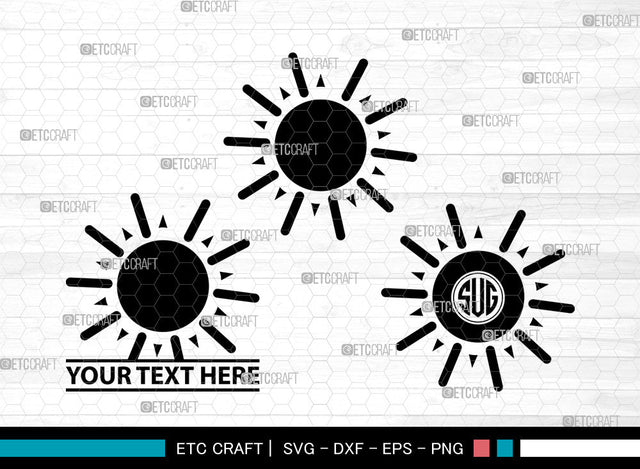 Sun Icons Monogram, Sun Svg, Sunshine Svg, Suns, Sunlight, Sun Monogram, Icon Monogram, Svg Cut File, Dxf, Eps, Png, SVG ETC Craft 