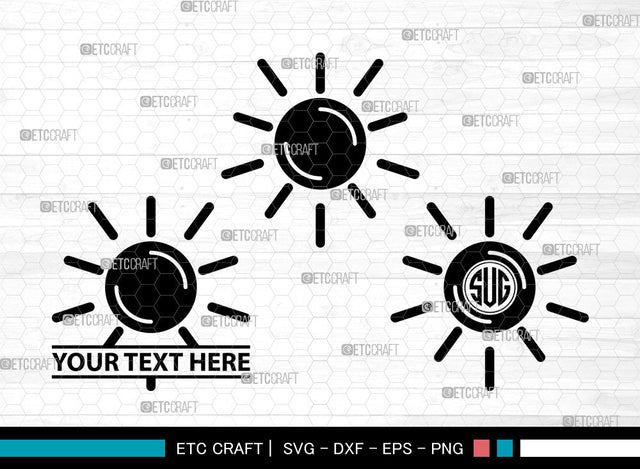 Sun Icons Monogram, Sun Svg, Sunshine Svg, Suns, Sunlight, Sun Monogram, Icon Monogram, Svg Cut File, Dxf, Eps, Png, SVG ETC Craft 