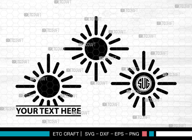 Sun Icons Monogram, Sun Svg, Sunshine Svg, Suns, Sunlight, Sun Monogram, Icon Monogram, Svg Cut File, Dxf, Eps, Png, SVG ETC Craft 