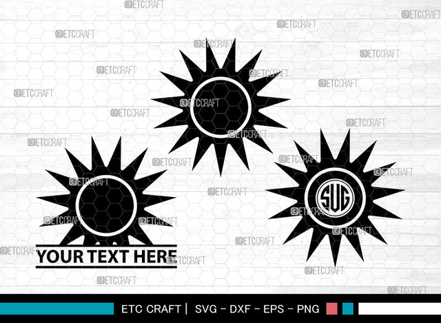 Sun Icons Monogram, Sun Svg, Sunshine Svg, Suns, Sunlight, Sun Monogram, Icon Monogram, Svg Cut File, Dxf, Eps, Png, SVG ETC Craft 