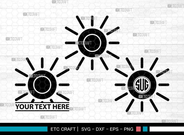 Sun Icons Monogram, Sun Svg, Sunshine Svg, Suns, Sunlight, Sun Monogram, Icon Monogram, Svg Cut File, Dxf, Eps, Png, SVG ETC Craft 
