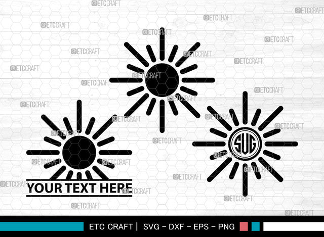 Sun Icons Monogram, Sun Svg, Sunshine Svg, Suns, Sunlight, Sun Monogram, Icon Monogram, Svg Cut File, Dxf, Eps, Png, SVG ETC Craft 