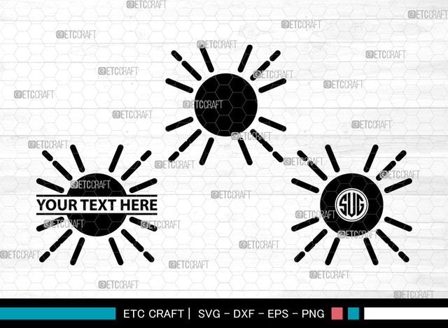 Sun Icons Monogram, Sun Svg, Sunshine Svg, Suns, Sunlight, Sun Monogram, Icon Monogram, Svg Cut File, Dxf, Eps, Png, SVG ETC Craft 