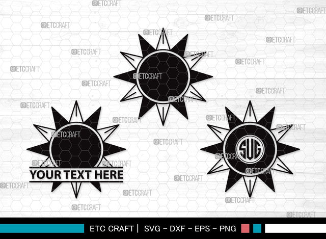 Sun Monogram SVG | Cute Sun Svg | Sunshine Svg | Sun Light Svg | Sun Clipart SVG ETC Craft 