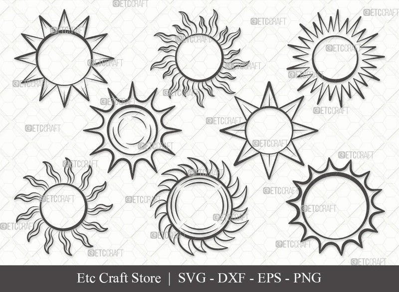 Sun Outline SVG Cut File | Cute Sun Svg | Sunshine Svg | Sun Light Svg | Bundle SVG ETC Craft 
