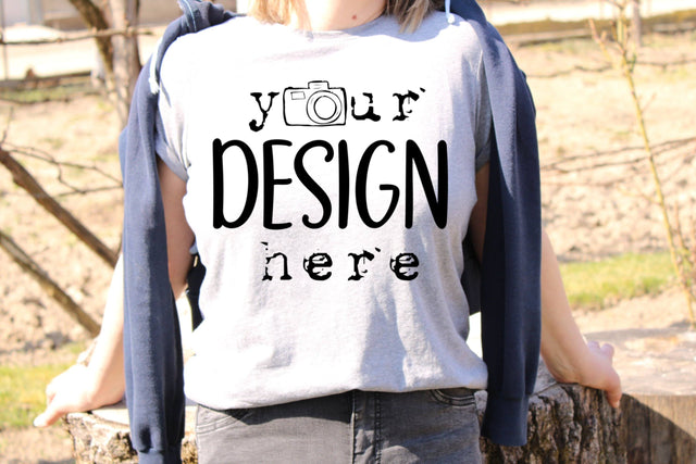 Sun, Outside, Grey T-shirt Mock Ups, Garden, Nature Mockup,Bella Canvas Shirt, Flat Lay Picture,SVG Sublimation,Woman Model Design, Outdoors JPG picture, Farmhouse Background Mock Up Photo ArtStudio 