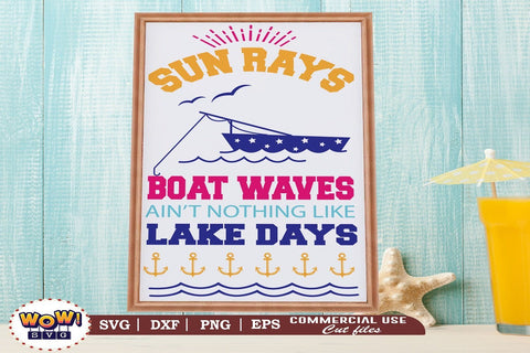 Sun rays boat waves lake days svg, Summer svg, Beach svg, Png, Dxf SVG Wowsvgstudio 