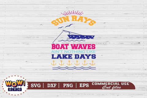 Sun rays boat waves lake days svg, Summer svg, Beach svg, Png, Dxf SVG Wowsvgstudio 