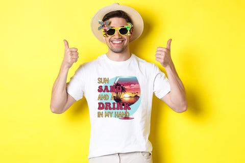 Sun Sand and a Drink in My Hand PNG Sublimation Sublimation CraftLabSVG 