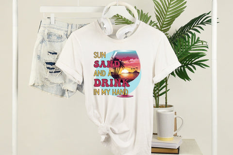 Sun Sand and a Drink in My Hand PNG Sublimation Sublimation CraftLabSVG 