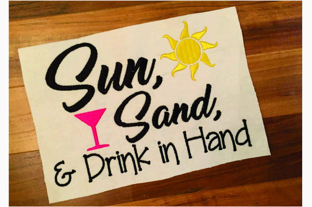 Sun Sand & Drink in Hand Embroidery/Applique MissMarysEmbroidery 