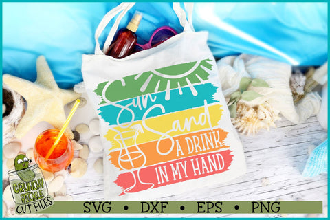 Sun Sand Drink in my Hand Distressed Strips SVG File SVG Crunchy Pickle 
