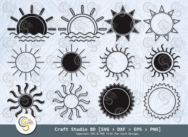 Sun Silhouette, Summer Sun Svg, Sunrise Svg, Sunshine Svg, Cute Sun Svg, Sunburst Svg, Sun Svg Bundle SVG ETC Craft 