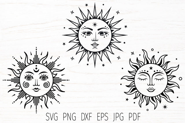 Sun svg, boho celestial svg, magic mystical svg cut file SVG Digital Rainbow Shop 