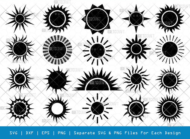 Sun SVG Cut Files | Sun Silhouette | Sunshine Svg | Sun Light Svg | Weather Svg | Sunny Svg | Sunset Svg | Sun Bundle SVG ETC Craft 