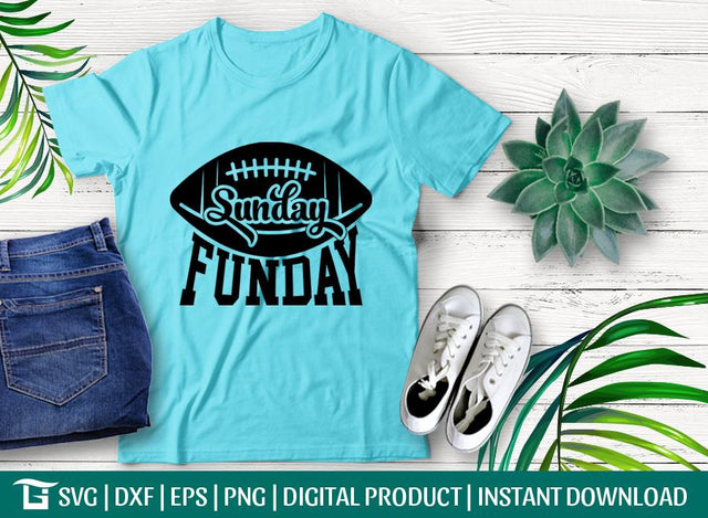 Sunday Funday Football Svg Cut File, Funday Svg, Game Day Svg, Football Mom Svg, Tshirt Design, SVG ETC Craft 