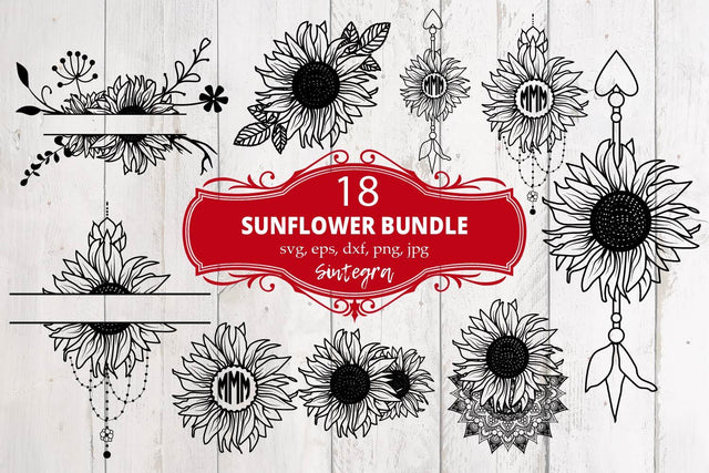 Sunflower 18 Monograms Bundle SVG File SVG Sintegra 