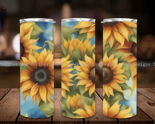 Sunflower 20 Oz Tumbler Wrap, Sunflower Tumbler Wrap, Sunflower, Vibrant Wrap, Straight Template, Tapered, Sublimation Graphics Sublimation ToriDesigns 