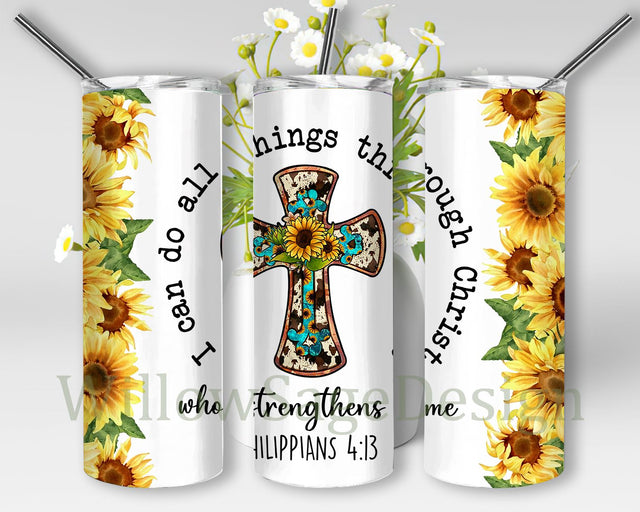 Sunflower 20oz Skinny Tumbler Sublimation Design Sublimation WillowSageDesign 