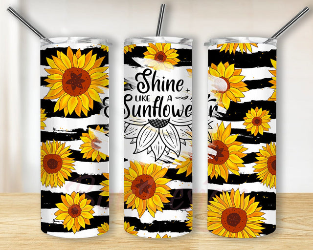 Sunflower 20oz Skinny Tumbler Sublimation Designs, Yellow Floral Tumbler, Sunflower Tumbler Wrap Sublimation BouDesign 