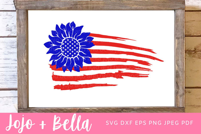 Sunflower 4th July Svg - 4th of July Svg, Sunflower Svg, American Flag Svg, America Svg, Svg Files for Cricut, sublimation designs SVG Jojo&Bella 