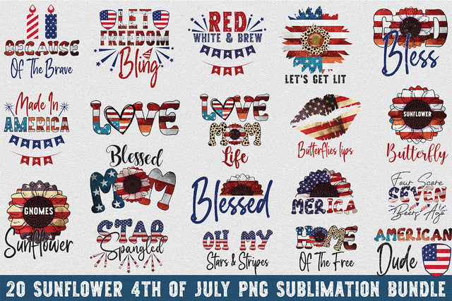 Sunflower 4th of July Png Sublimation Bundle Sublimation Rupkotha 