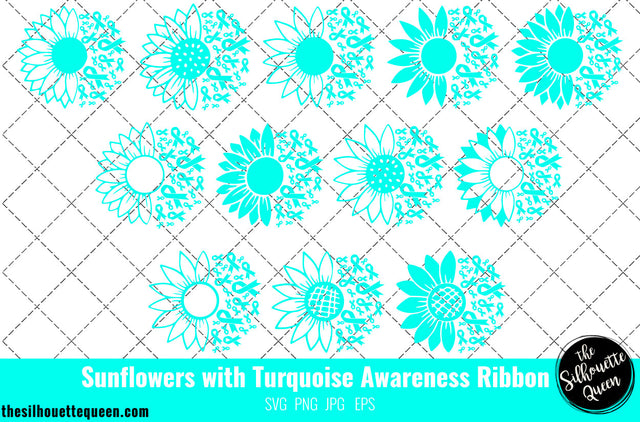 Sunflower Addiction Recovery Turquoise Ribbon SVG,Addiction Awareness Svg, Cricut files, Svg cut file to use Cricut SVG Loveleen Kaur 