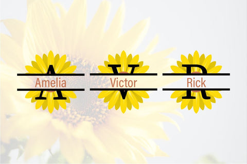 Sunflower alphabet monogram split svg SVG vectorbundles 