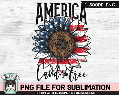 Sunflower American Flag SUBLIMATION designs png, Sunflower Sublimation, July 4th Sublimation, Fourth of July, America, Land of the Free png Sublimation Wild Pilot 