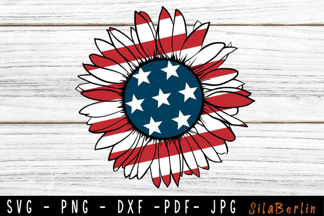 Sunflower American Flag SVG, Sunflower svg, American Flag svg, Sunflower png, svg files for cricut, Instant Download SVG SilaBerlin 