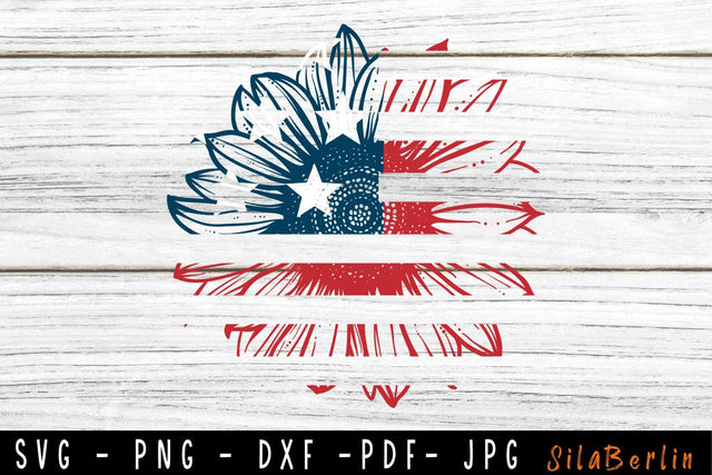 Sunflower American Flag SVG, Sunflower svg, American Flag svg, Sunflower png, svg files for cricut, Instant Download SVG SilaBerlin 