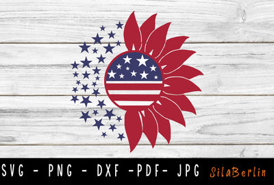 Sunflower American Flag SVG, Sunflower svg, American Flag svg, Sunflower png, svg files for cricut, Instant Download SVG SilaBerlin 