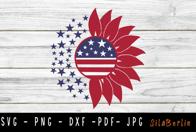 Sunflower American Flag SVG, Sunflower svg, American Flag svg, Sunflower png, svg files for cricut, Instant Download SVG SilaBerlin 