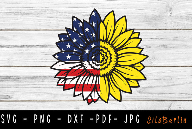 Sunflower American Flag SVG, Sunflower svg, American Flag svg, Sunflower png, svg files for cricut, Instant Download SVG SilaBerlin 