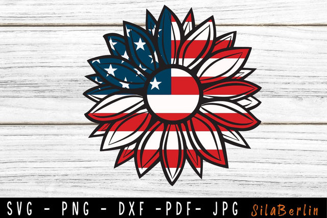Sunflower American Flag SVG, Sunflower svg, American Flag svg, Sunflower png, svg files for cricut, Instant Download SVG SilaBerlin 