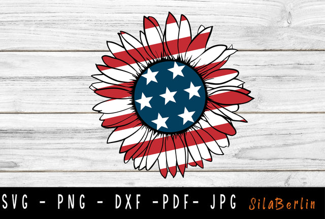 Sunflower American Flag SVG, Sunflower svg, American Flag svg, Sunflower png, svg files for cricut, Instant Download SVG SilaBerlin 