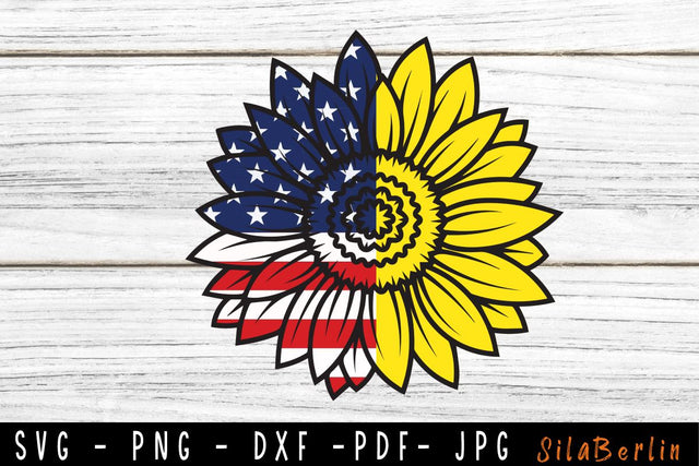 Sunflower American Flag SVG, Sunflower svg, American Flag svg, Sunflower png, svg files for cricut, Instant Download SVG SilaBerlin 