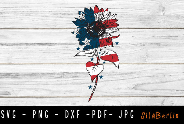 Sunflower American Flag SVG, Sunflower svg, American Flag svg, Sunflower png, svg files for cricut, Instant Download SVG SilaBerlin 