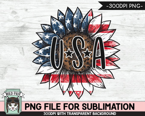 Sunflower American Flag USA SUBLIMATION designs png, Sunflower Sublimation, July 4th Sublimation, Fourth of July, America, Red White Blue Sublimation Wild Pilot 