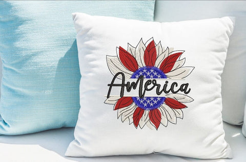 Sunflower and American flag. Embroidery/Applique DESIGNS ArtEMByNatalia 