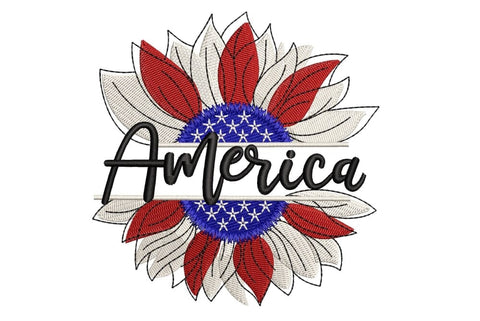 Sunflower and American flag. Embroidery/Applique DESIGNS ArtEMByNatalia 